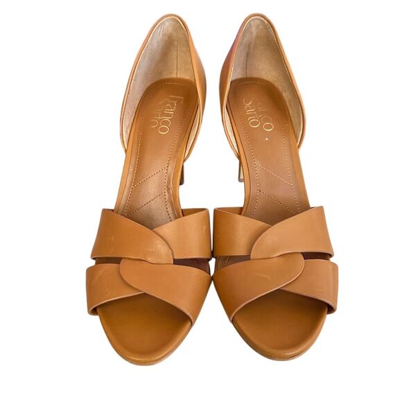 Franco Sarto Hanita pump Women's Brown leather D'Orsay Stiletto Heels Size 7.5 - Picture 2 of 11